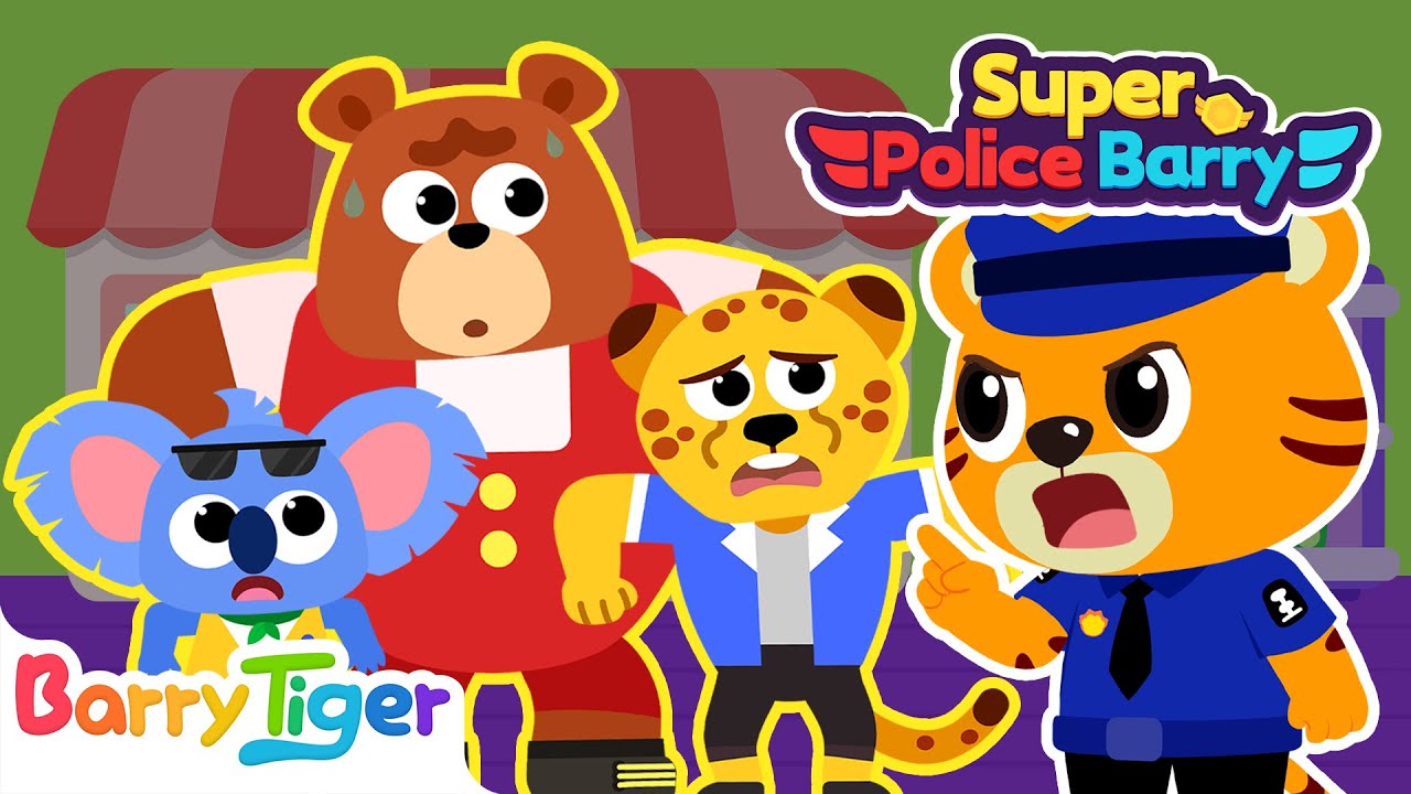 Stop, Thief Bear! 🚔🐻💨 | Fun Learning with BarryTiger! | Exciting Police Cartoons for Kids