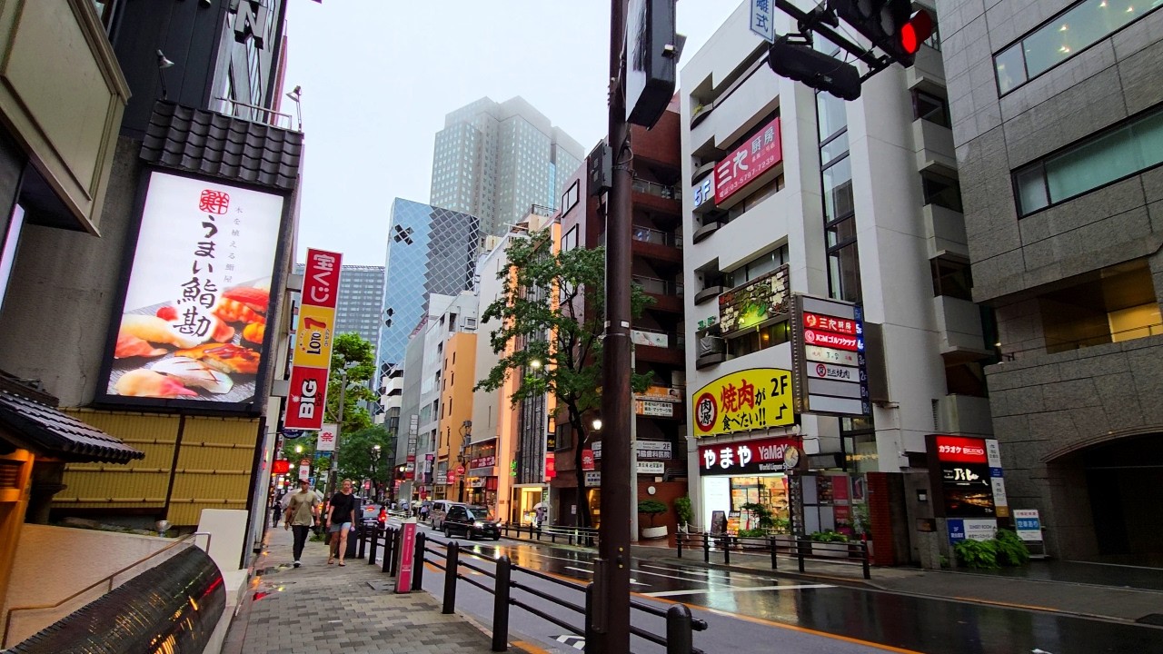 Tokyo Japan - Akasaka Rainy Summer Walk 2025 4K