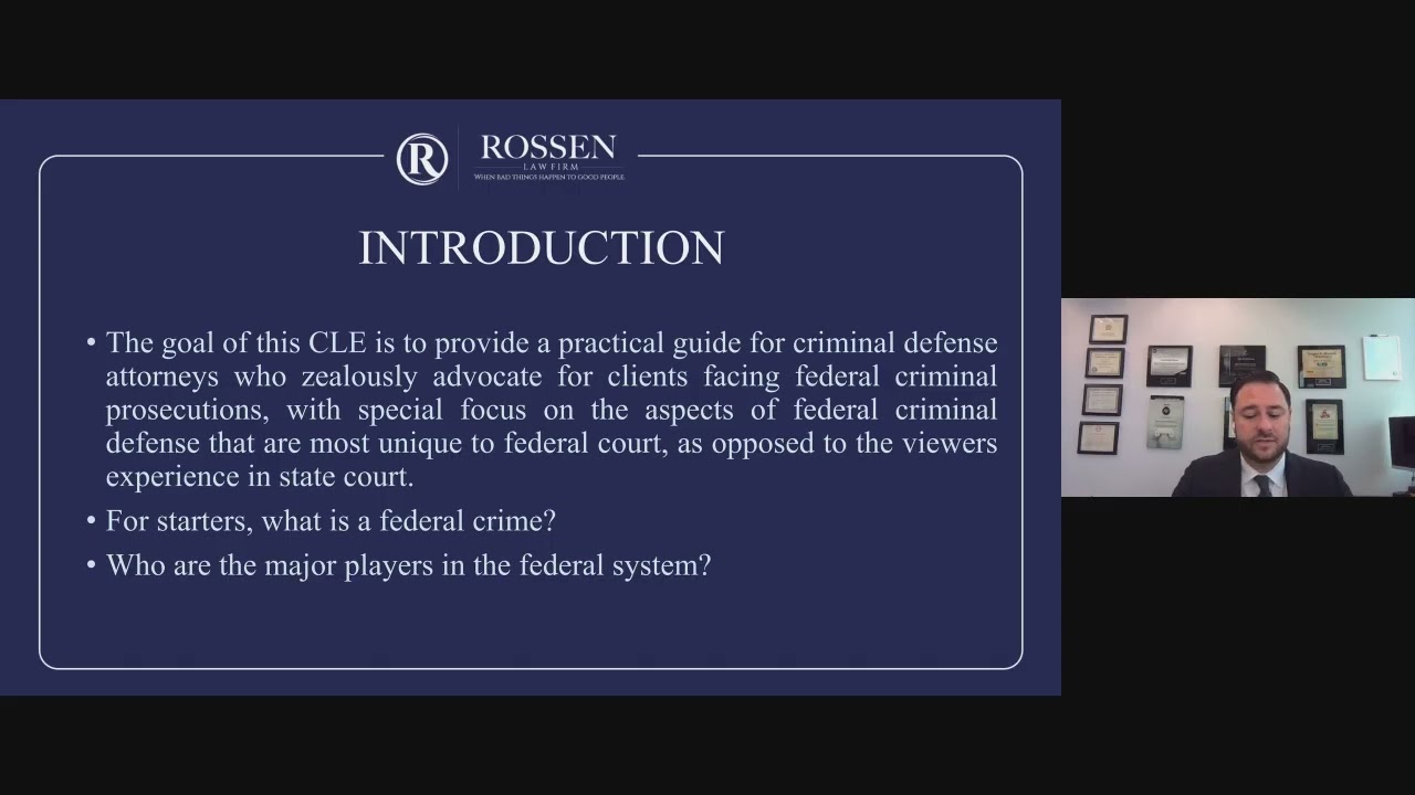 Practicing Federal Criminal Defense 101 Introduction to practicing criminal defense in Federal Court