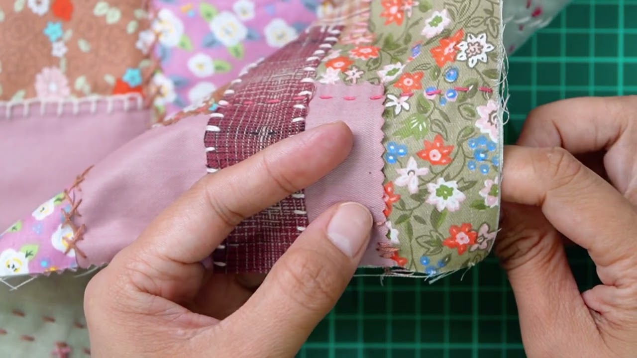 slow stitched patchwork book sleeve