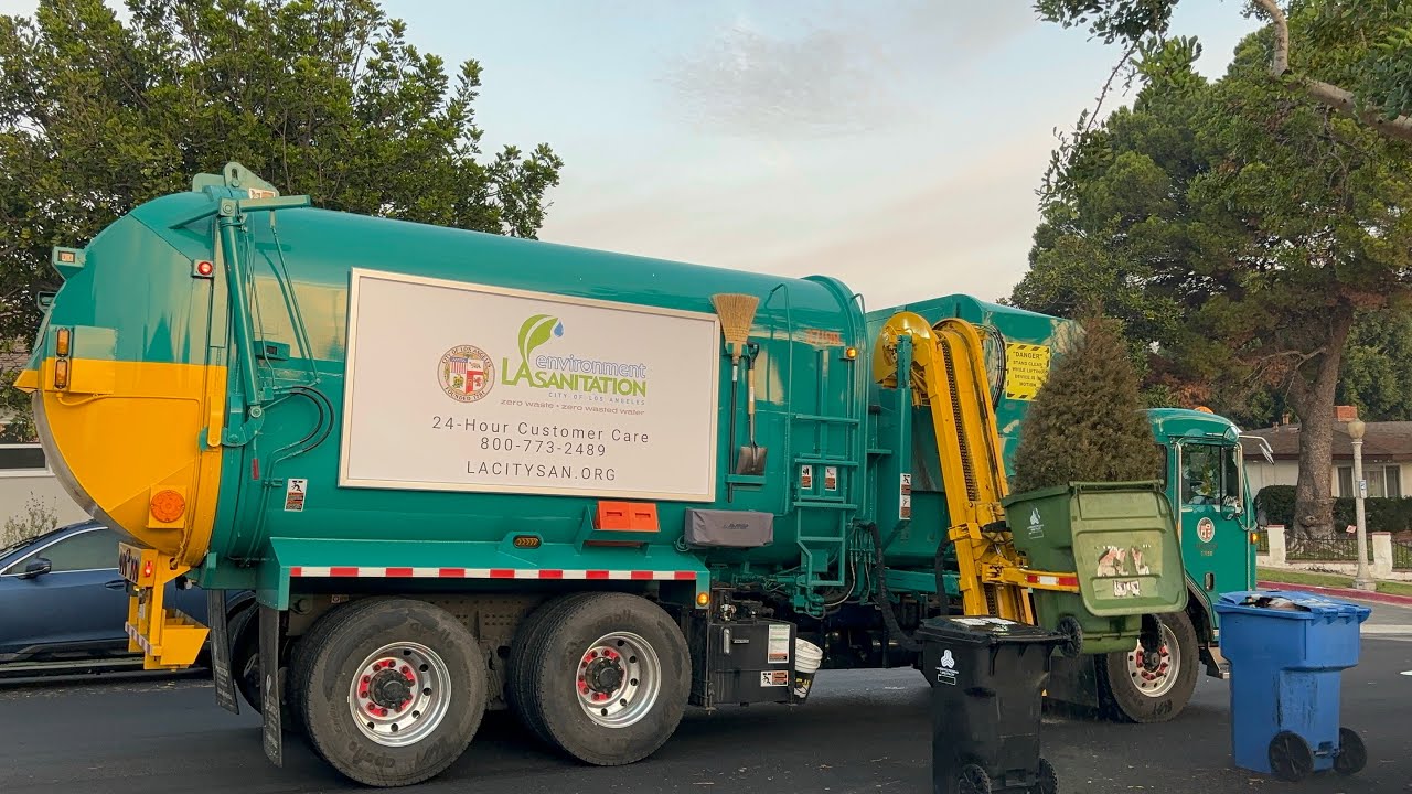 Garbage trucks packing out on heavy overloaded post Christmas garbage collection