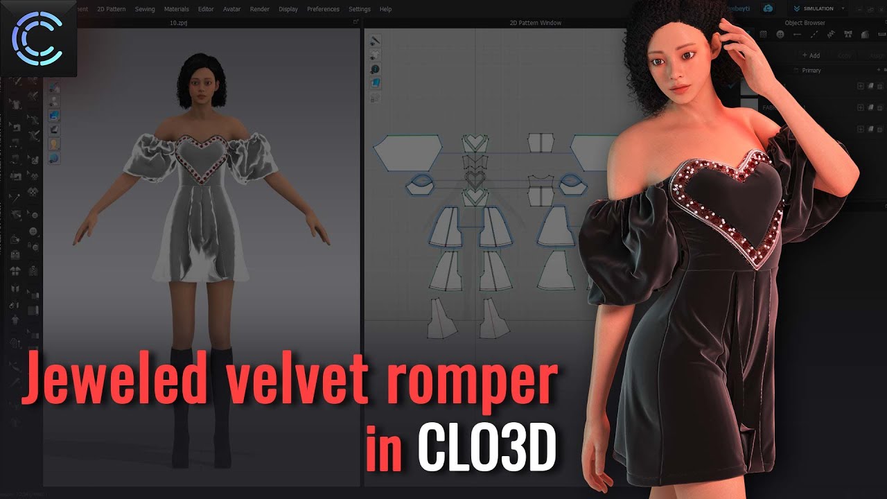 How to Model Jeweled Velvet Romper in CLO3D