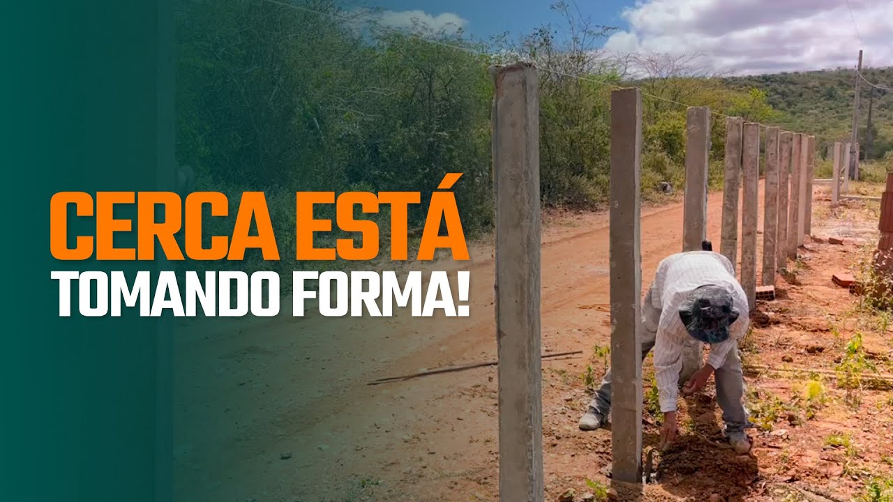 Cerca com estacas de cimento está tomando forma