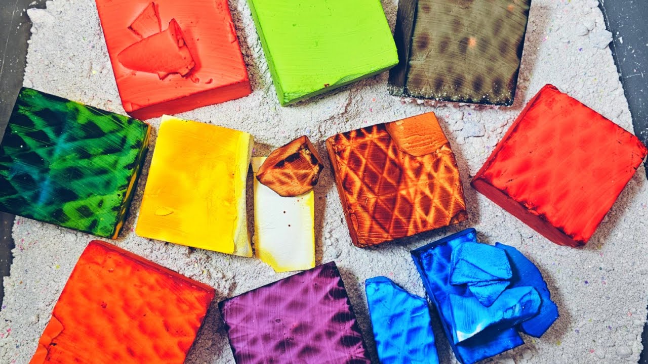 Multicolor Dyed Chalk & PJ Blocks Crush Gymchalk ASMR Satisfying Relaxing Sleepaid 😌 ☺️ 💕 