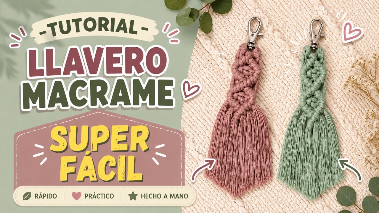 Tutorial llavero macramé super fácil! PASO A PASO 🗝️✨ keychain macrame tutorial super easy 💕