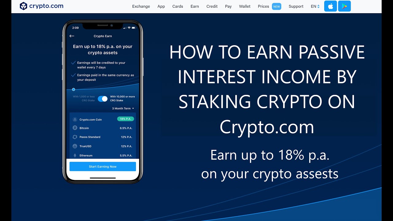 How To Earn Passive Interest Income Staking Crypto Like Bitcoin Ethereum Tokens on Crypto.com App