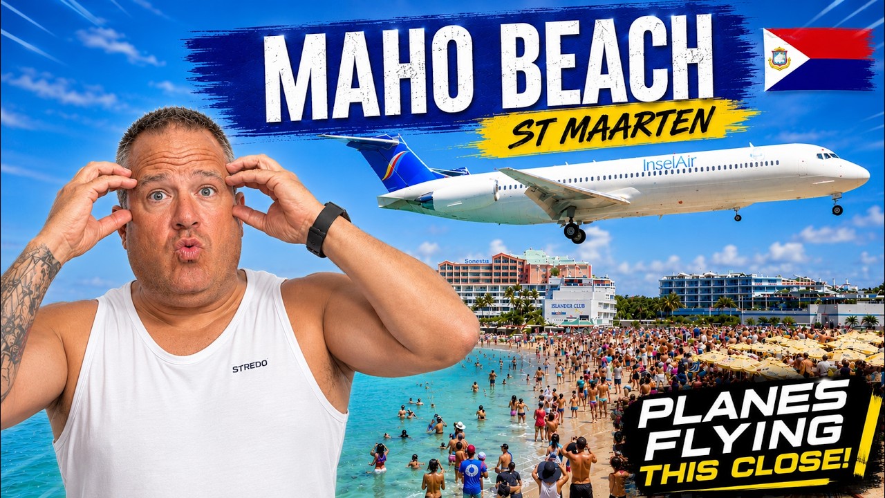 This Beach Is INSANE ✈️ Maho Beach St Maarten Airport Landings