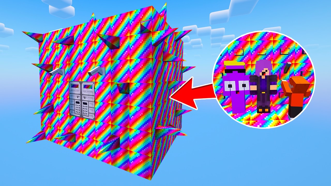 TRÊS BOCÓS PRESOS EM UM CUBO COLORIDO NO MINECRAFT!!!