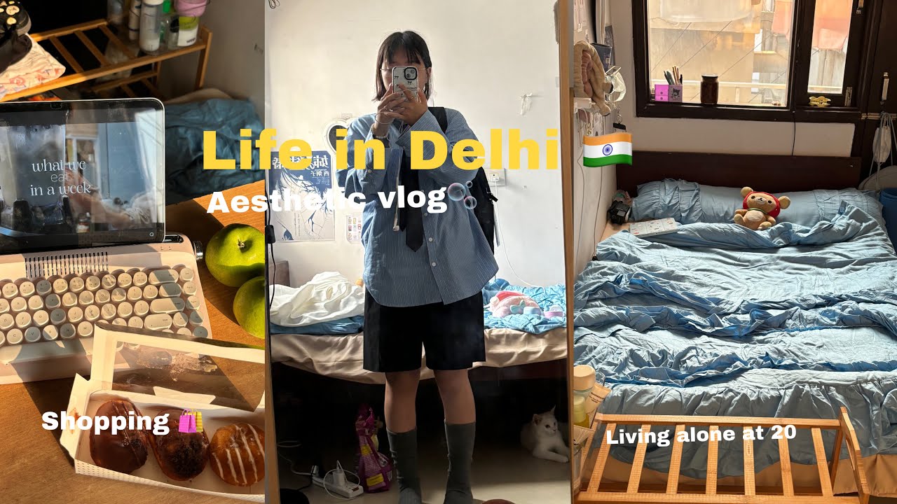 Aesthetic vlog in India 🇮🇳 🍒|| living alone vlog , solo date , haul