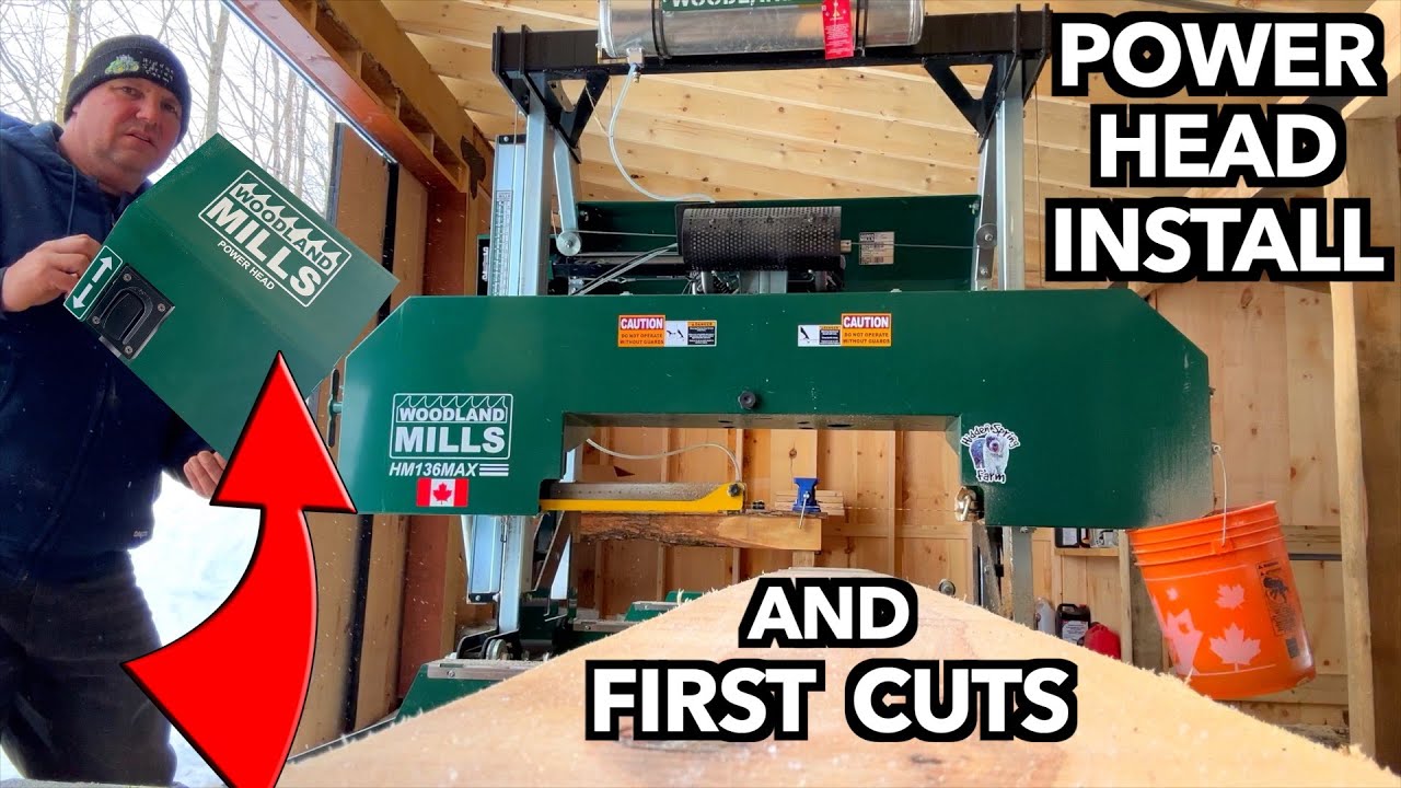 Sawmill Power Head Install - Woodland Mills HM136MAX and First Cuts