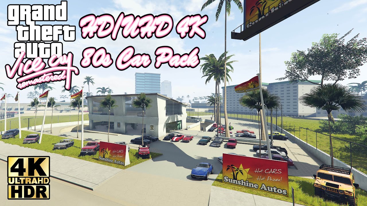 HD/UHD 4K 80s Car Pack for GTA5 Vice Cry Remastered mod - Showcase & Gameplay in 4K HDR!