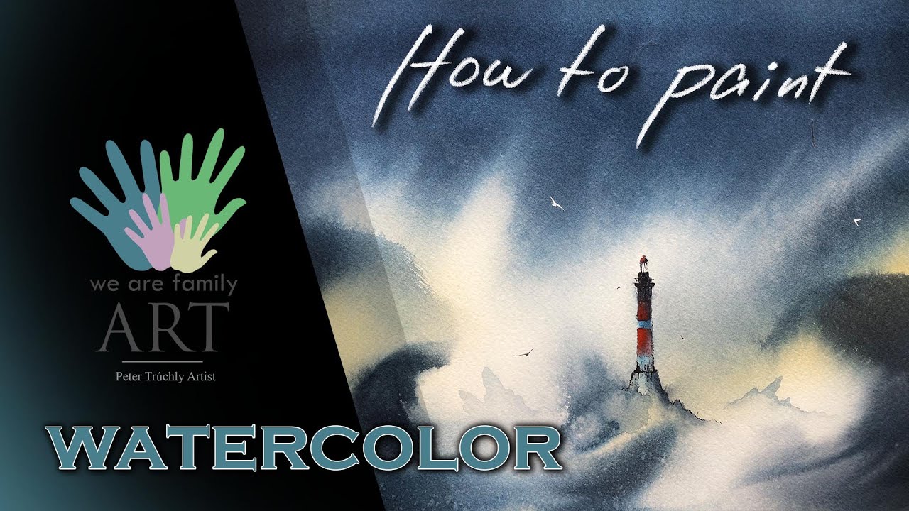 How to paint loose watercolor seascape with a lighthouse