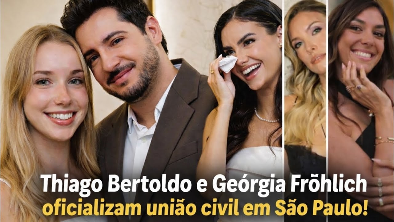 Thiago Bertoldo e Geórgia Fröhlich oficializam amor em casamento civil intimista