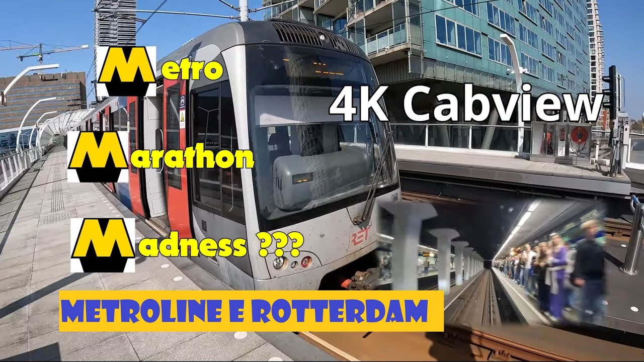 Marathon Day Rotterdam | 4K Cabview Metro | Line E The Hague-Rotterdam
