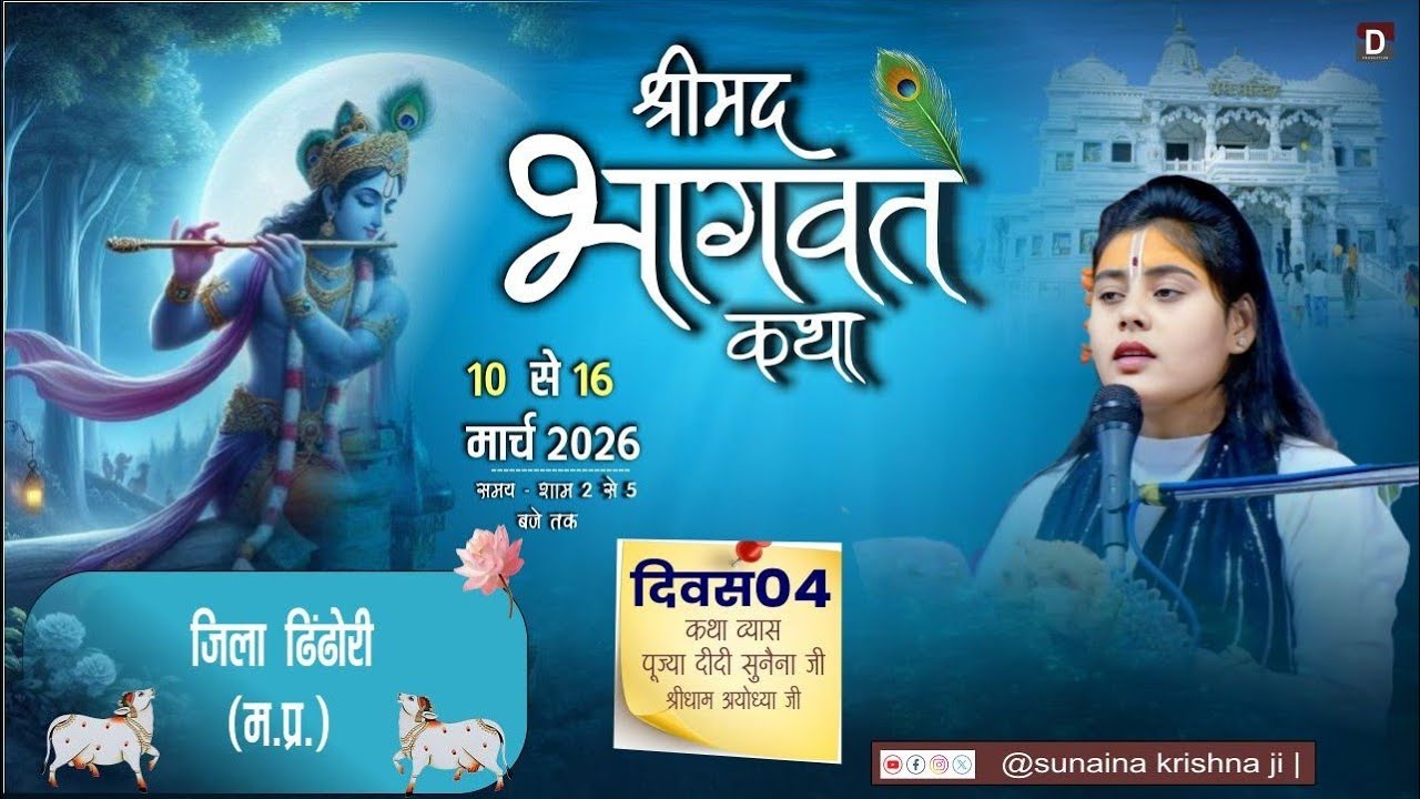 LIVE🔴DAY 04 SHRIMAD BHAGWAT KATHA BY #sunaina_krishna_ji _ Harra Pindrukhi District Dindori ( M. P.)