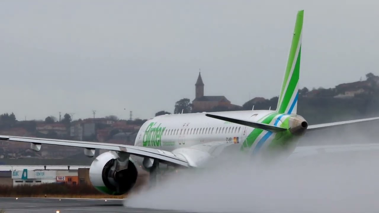 Embraer E195-E2 Binter Canarias despegando desde Santander destino Gran Canaria.