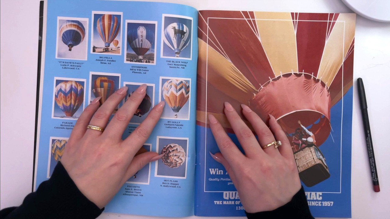 ASMR relaxing flip through 😴 1982 balloon fiesta program 🎈tracing & whispering