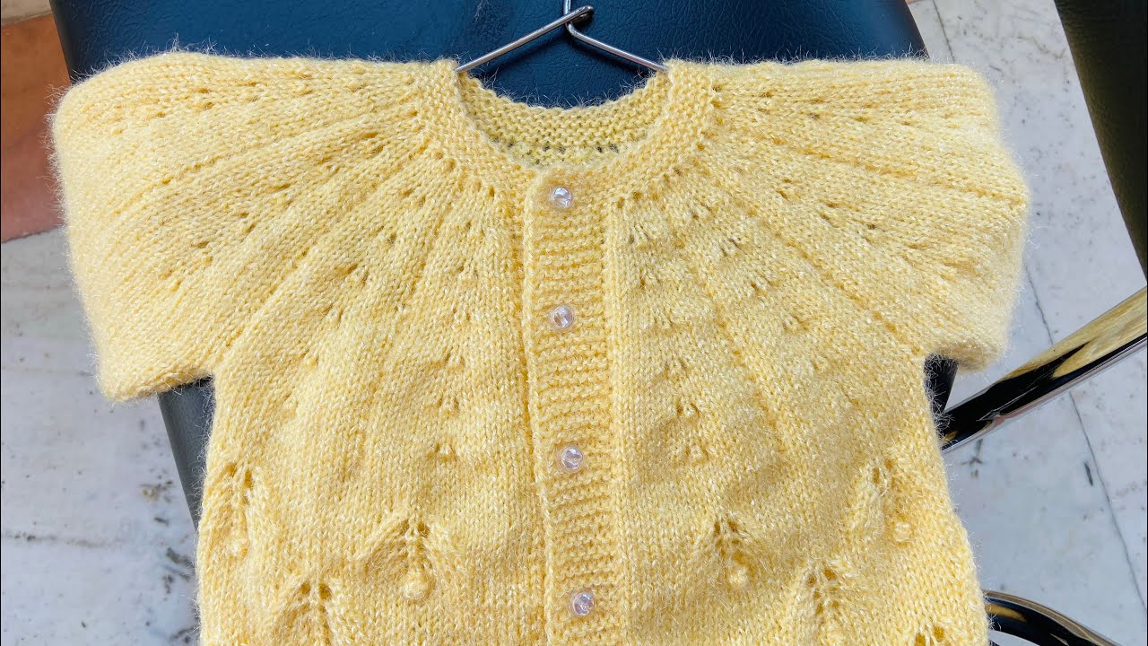 गले से शुरू होने वाली बेबी कार्डिगन का आसान तरीक़ा | how to knit top down baby cardigan(1-2yrs)