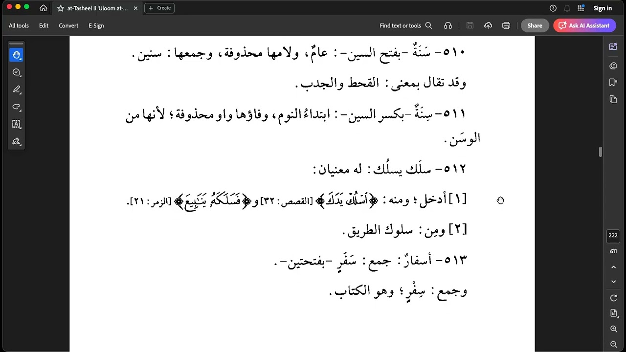 Quraanic Vocabulary (Ghareeb al-Quraan) from at-Tasheel | Class 27 - The Letter Seen (السين) Cont'd