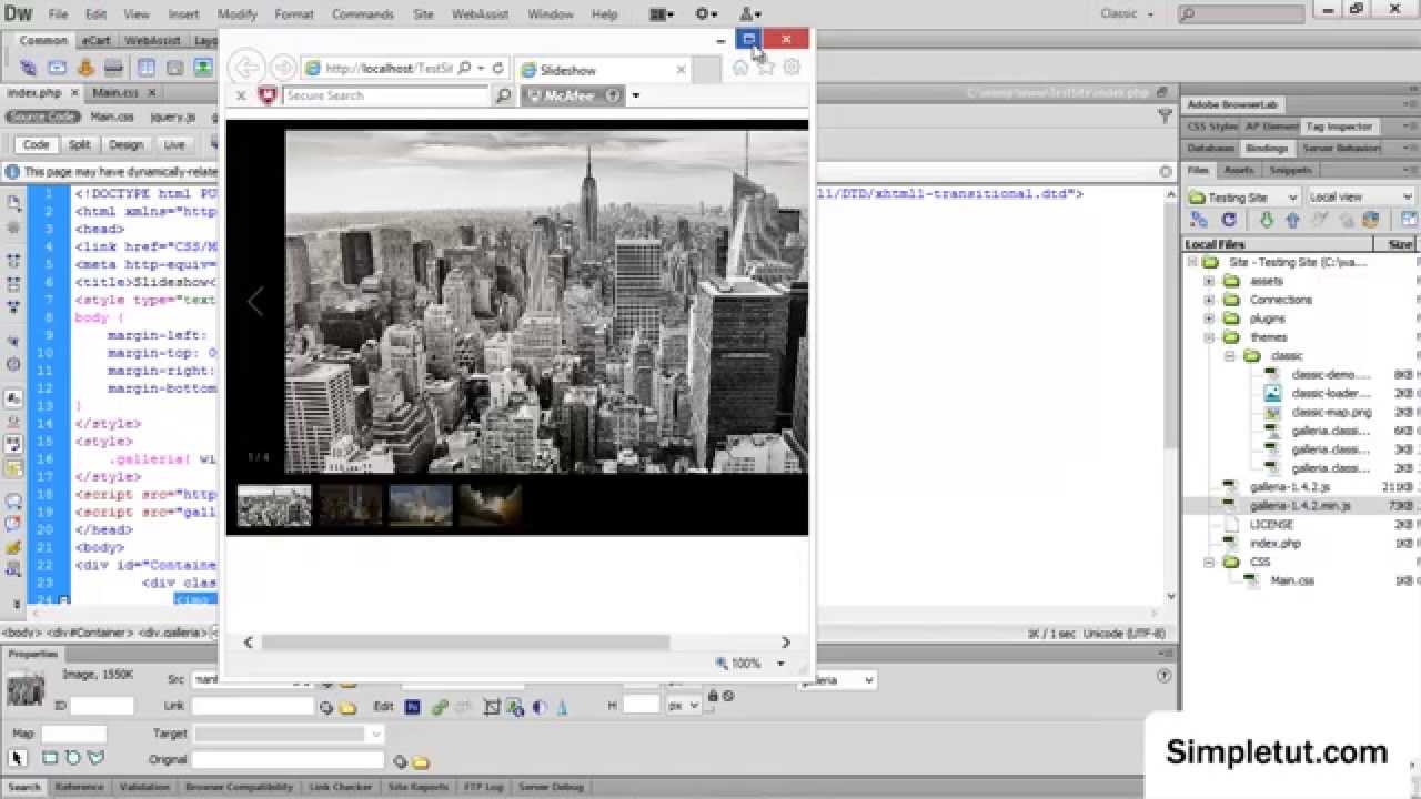 How To Create a Responsive JavaScript Image Gallery - Easy Dreamweaver Tutorial