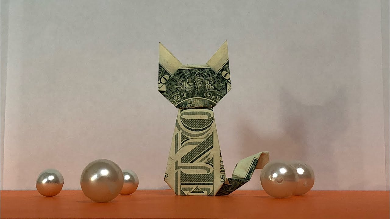 Как сделать кошку из одного доллара 1$. Кошка из бумаги 🐈. One dollar cat 1$. Origami DIY. DIY.