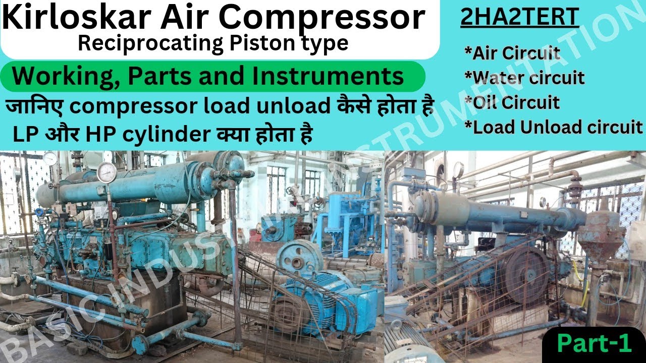 Kirloskar air compressor working| parts | troubleshooting #compressor #kirloskarcompressor #air