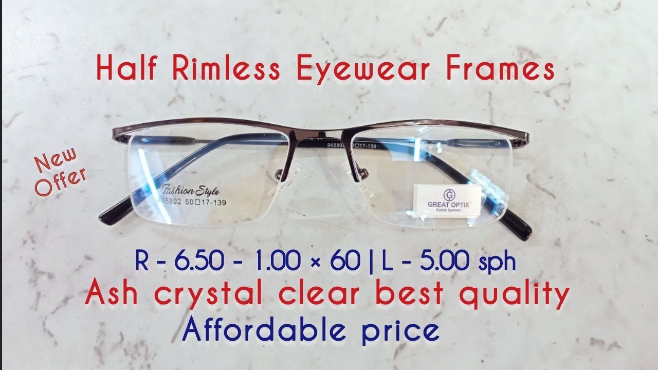 Rimless half frames with power - 7 crystal clear blue cut anti glare glasses #eyewear #eyeglasses