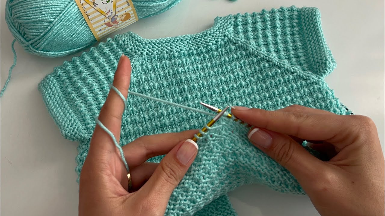 FARE DİŞİ YAKADAN BAŞLAMA BEBEK YELEĞİ BAŞTAN SONA ANLATIMI 💕#knitting #knittingdesignforbaby 