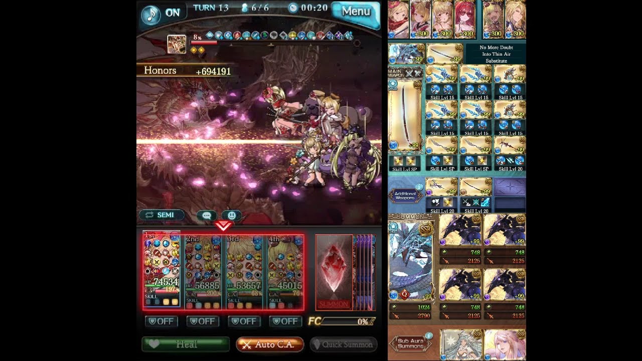 [Granblue Fantasy] Super Ultimate Bahamut Water Magna Kengo 10% 69m DPT / [グラブル] スパバハ 水マグナ剣豪75％待機