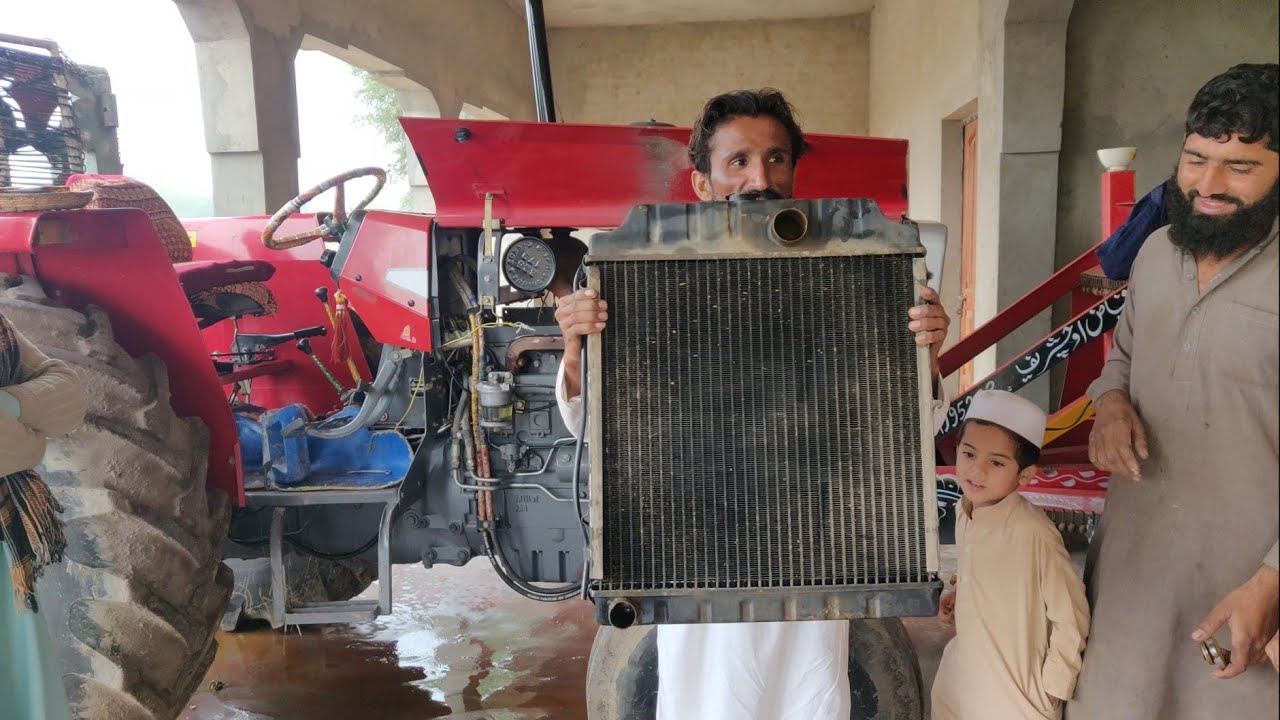 Opening The Radiator From A Massey  Ferguson 385 Tractor