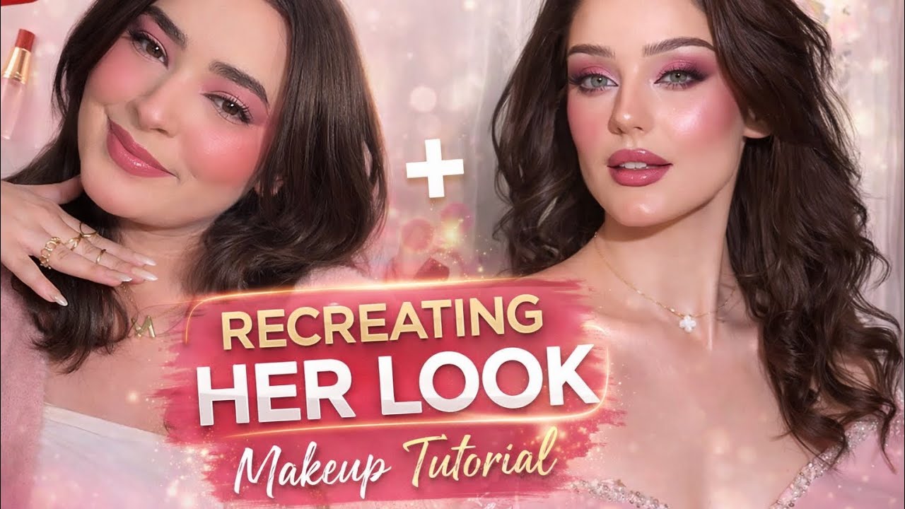 Recreating Her Look | Elegant Pink Glam Makeup Tutorial 🩷✨#makeuprecreation #makeuplooks #ytshorts #