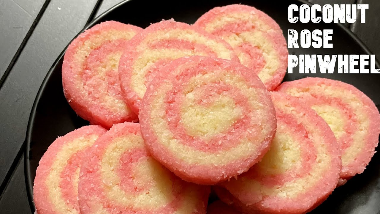 Coconut rose pinwheel | Coconut pinwheel | Coconut roll | Easy coconut dessert