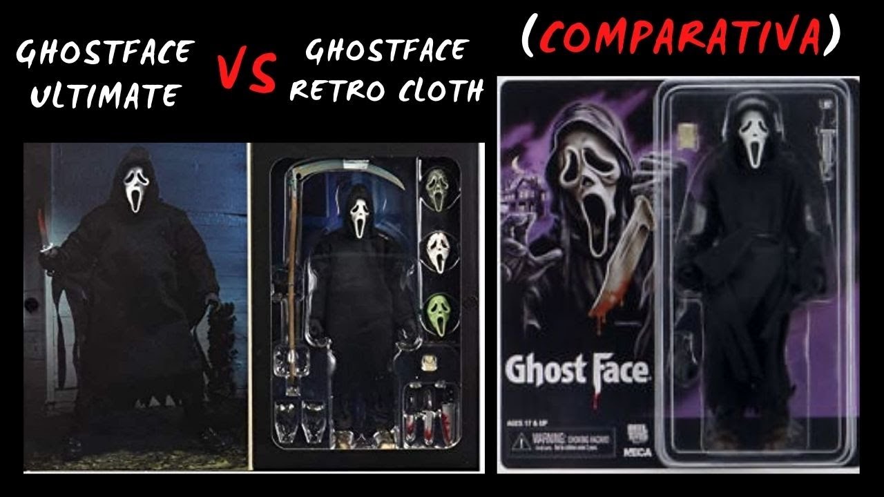 GHOSTFACE ULTIMATE NECA VS GHOSTFACE RETRO CLOTH NECA COMPARATIVA - Analisis & Review en Español