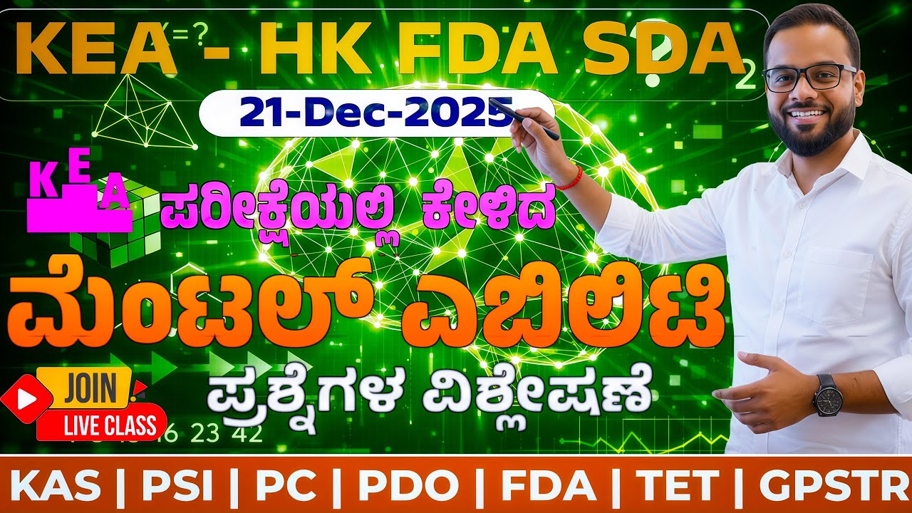 Mental Ability Questions Solved | By ABC Sir | HK-FDA-708 | SB Wisdom Vijayapur