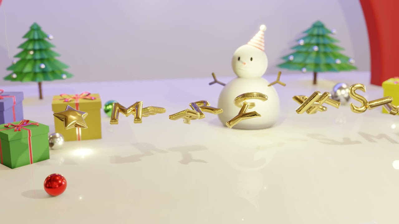 Blender 3.0 : Merry Christmas Balloon Text 3D Animation 4K