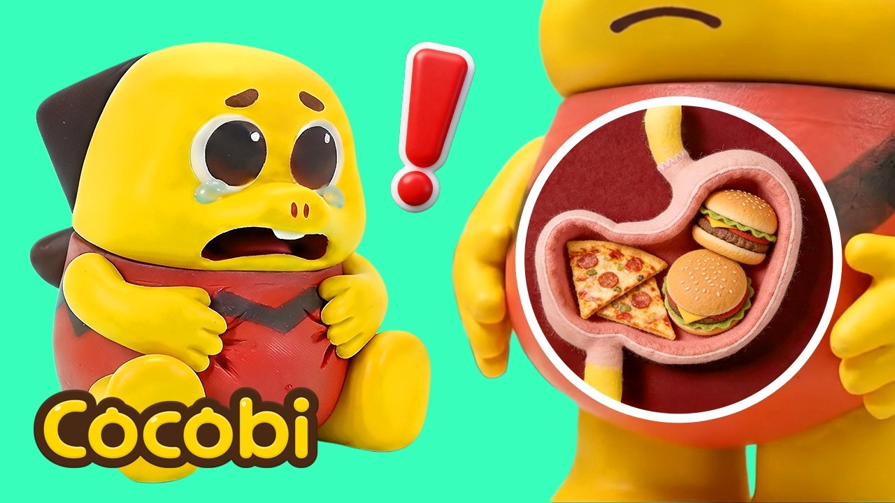 Ai! Comi demais e minha barriga dói🤢💥 | Canções para Crianças | Cocobi
