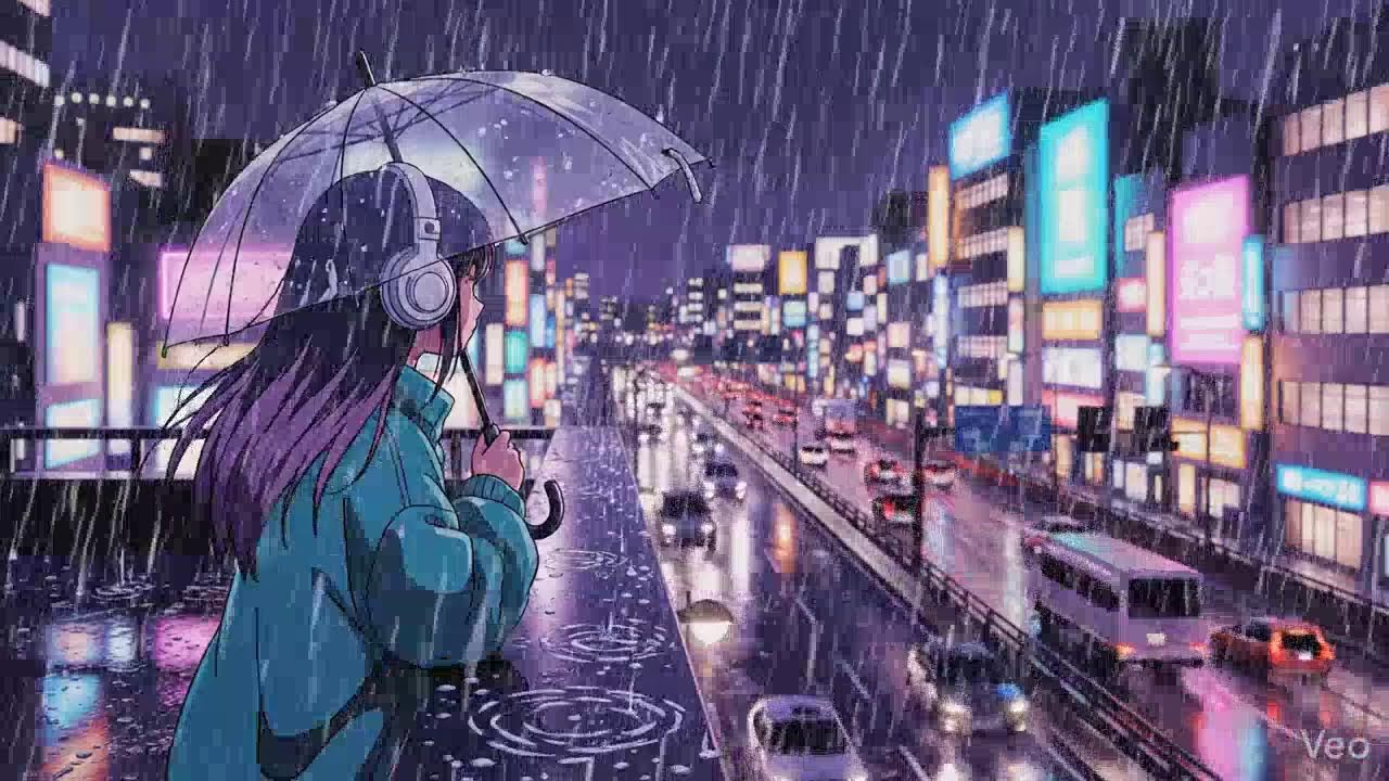 Japanese Neon City Rain 🌧️ Lofi Chillhop for Study & Focus