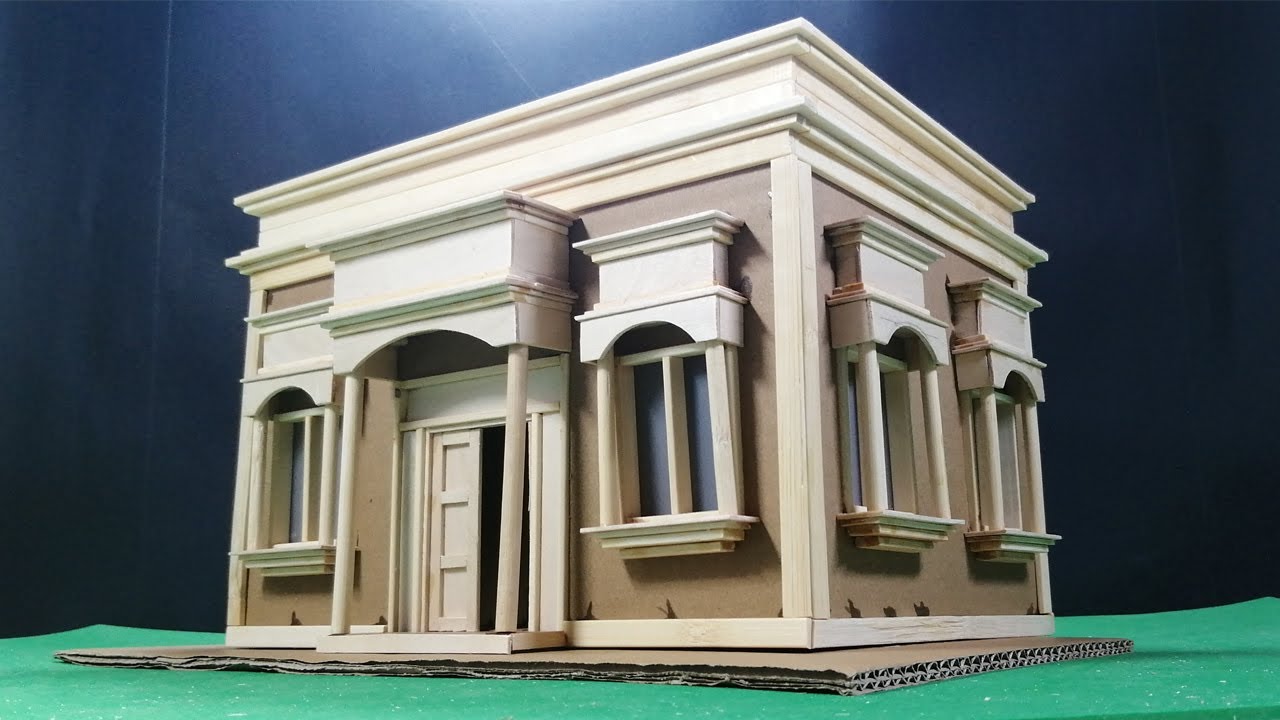 How to Make Miniature House from Cardboard and Barbeque Stick