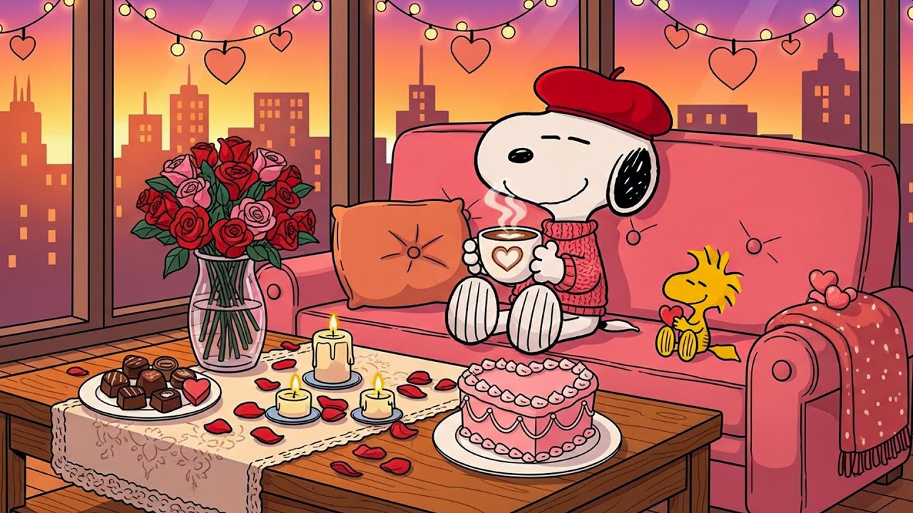 Sweet Valentine Jazz with Snoopy 💖 Romantic Jazz Music for Love, Relaxation & Happy Cozy Vibes