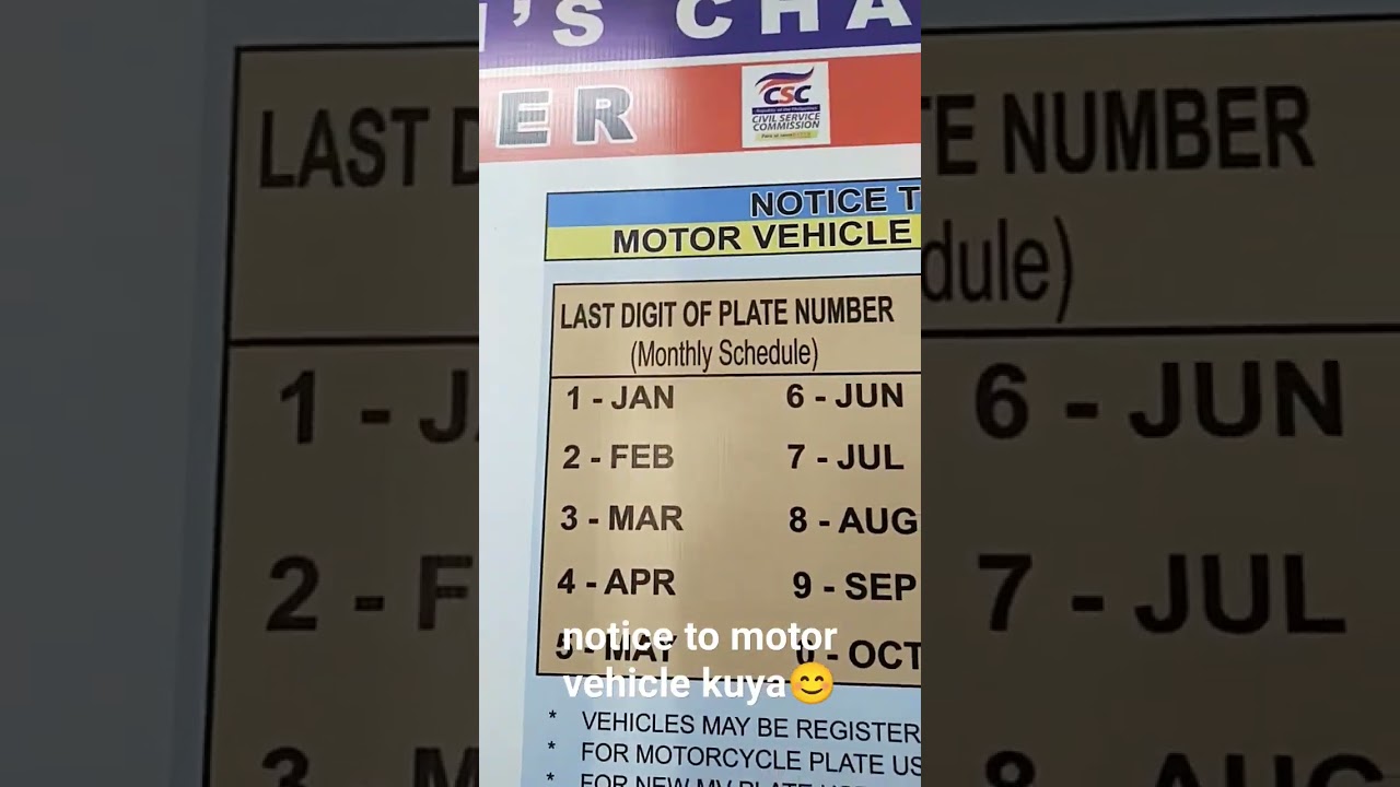 motor vehicle registration schedule