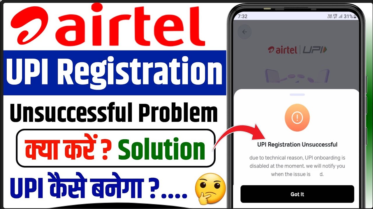 airtel upi registration unsuccessful problem | airtel upi registration unsuccessful bata raha hai |