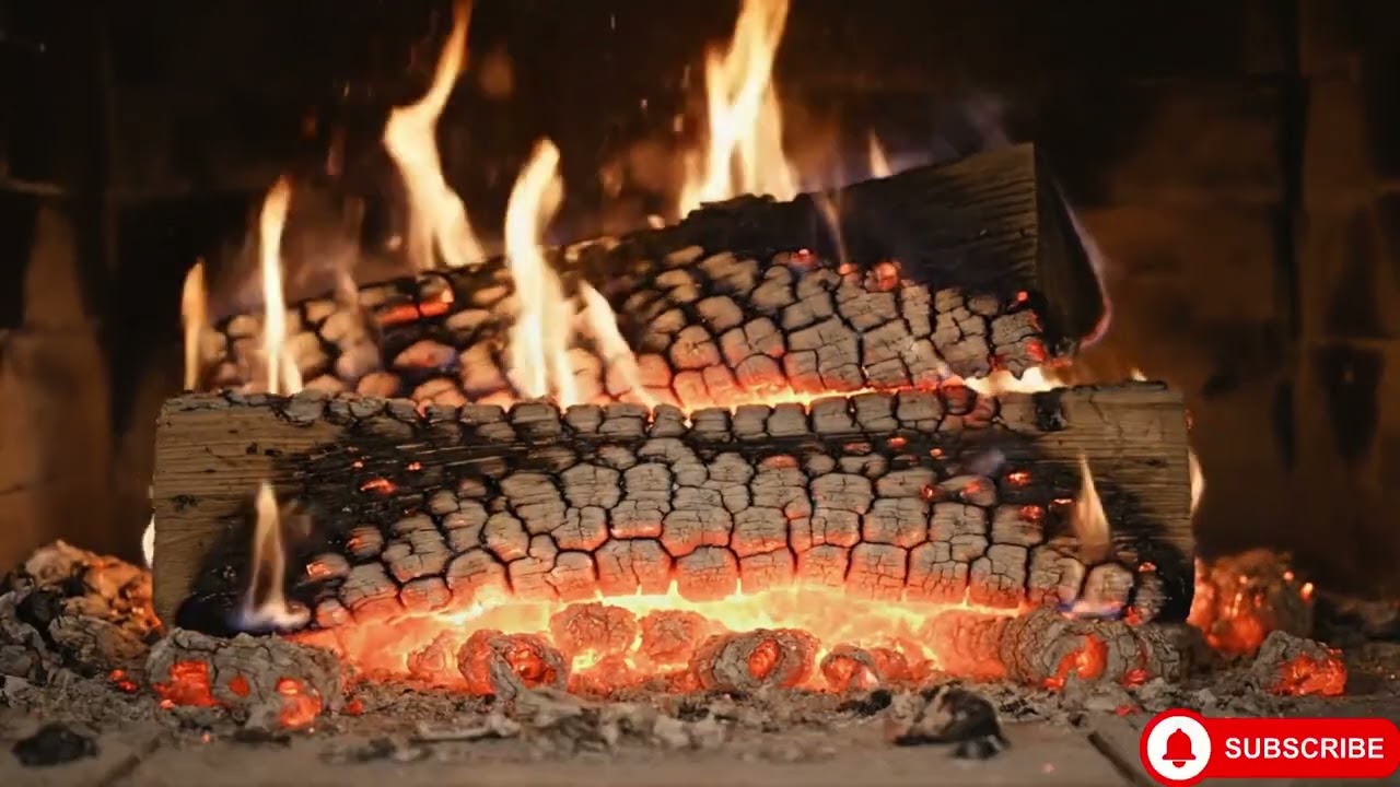 🔥 Cozy Fireplace Crackling Sounds in Winter Night Relaxing Fire Ambience Sleep, Study Stress Relief