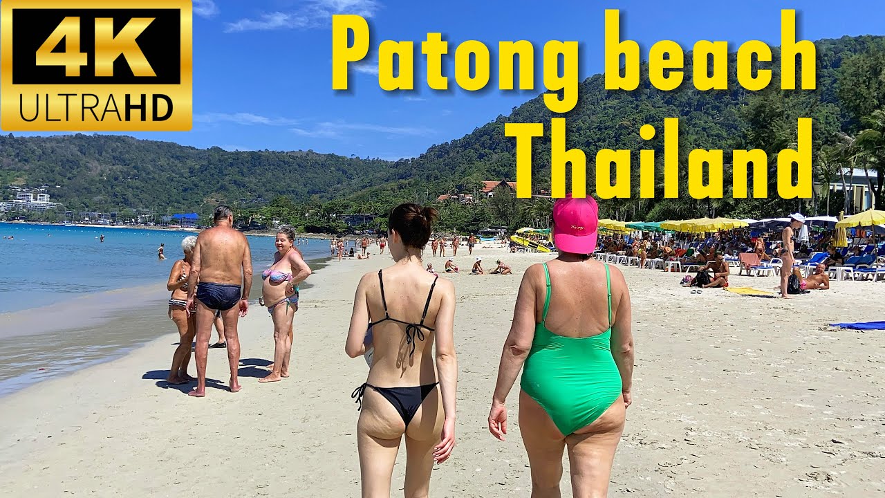 4K HDR | Walking Phuket’s Most Famous Beach | Patong Beach Shoreline walking tour Thailand 🇹🇭 