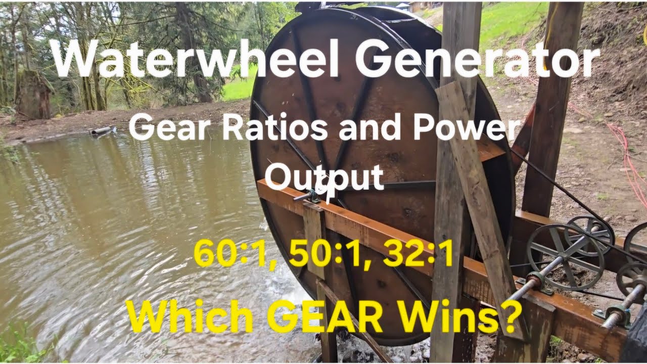 Waterwheel Gear Ratios Tested with Washing Machine Stator Generator (factory stator)