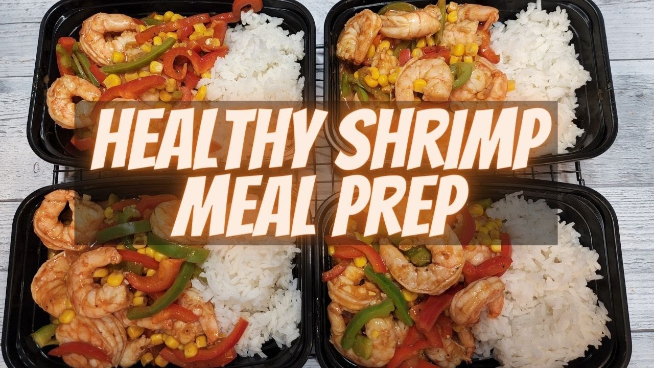 Healthy Shrimp meal prep bowl G Hughes Sugar-Free BBQ Sauce Pescatarian