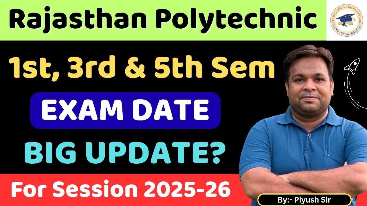 Rajasthan Polytechnic 1st, 3rd & 5th Semester Exam Date Big Update