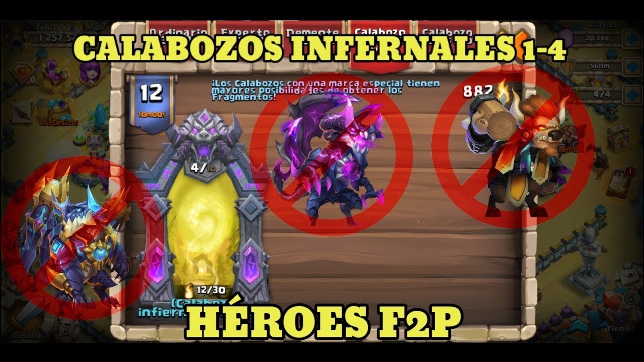 CALABOZOS INFERNALES ETAPA 1-4 CON HÉROES F2P CASTILLO FURIOSO