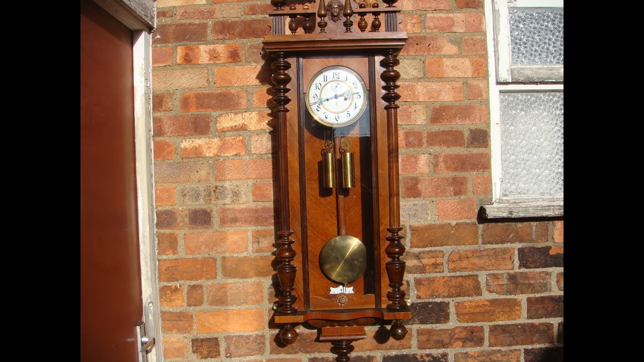 Antique Vienna Gustav Becker Wall  Clock with Pendulum  Key & weight See Video