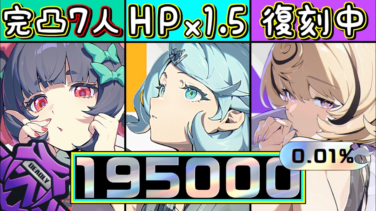 【ゼンゼロ】4/10～危局強襲戦🎸フルスコア195000pt🐙ボスのHP増量ラッシュで驚異の最大約50%アップ🍡完凸(M6W5) 7人編成💜【南宮羽】【イドリー】【妄想エンジェル】
