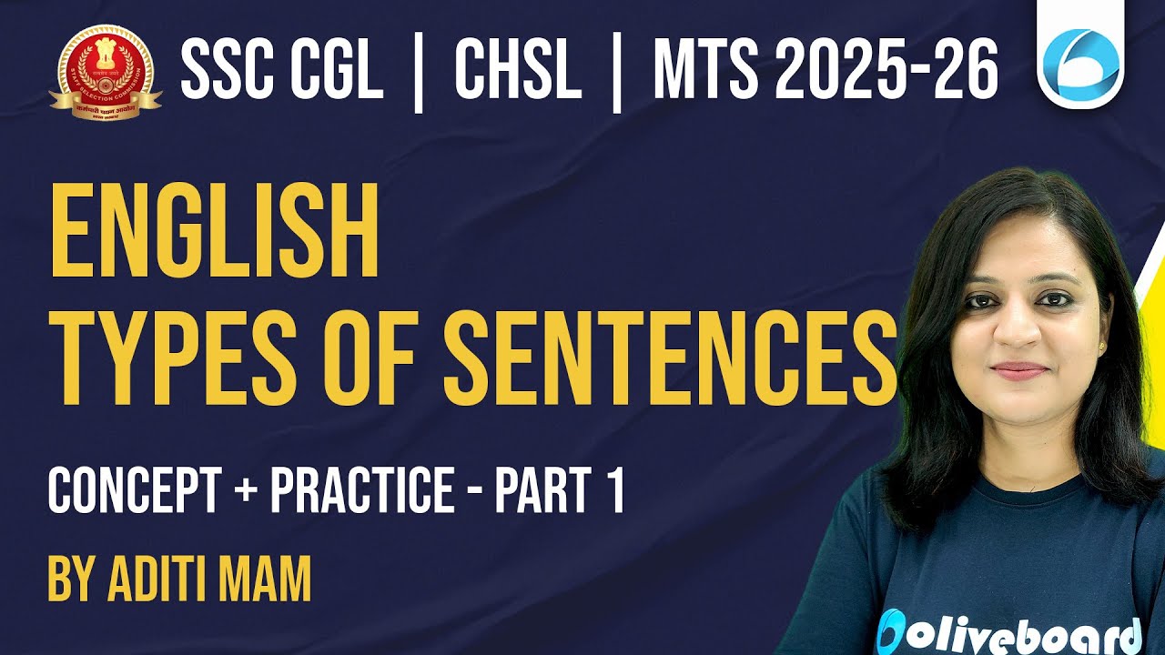SSC CGL CHSL MTS English 2025-26 | Types of Sentences (Concept + Practice) - Part 1 | By Aditi Ma'am
